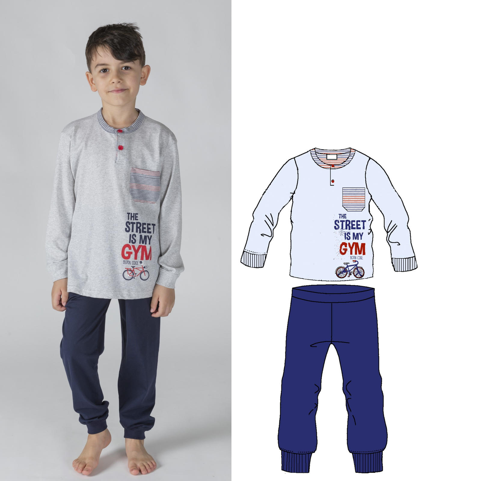 BOY'S PAJAMA M/L G30031 Tellini S.r.l. Wholesale Clothing