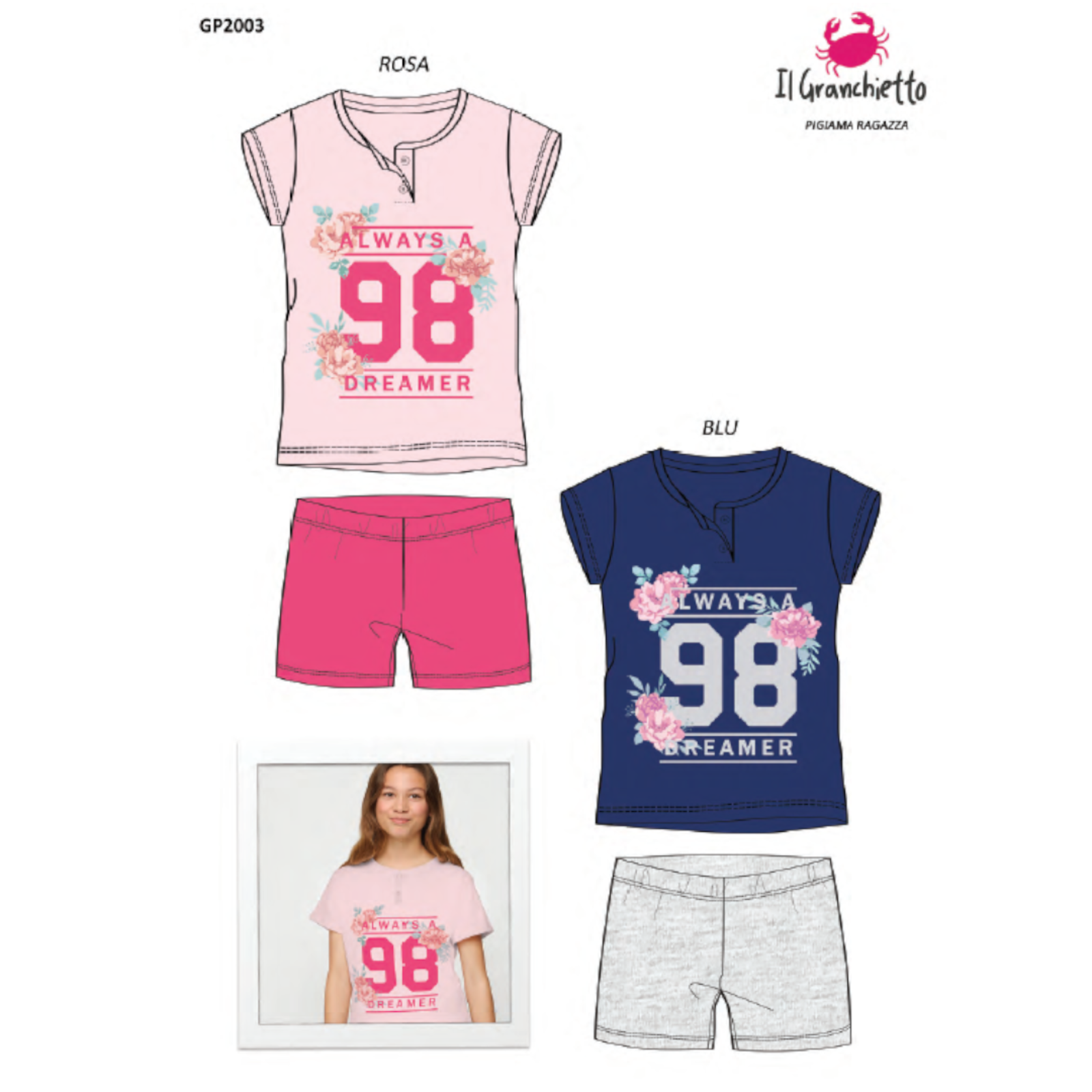 PIGIAMA RAGAZZA M/M GP2003 Tellini S.r.l. Ingrosso Abbigliamento