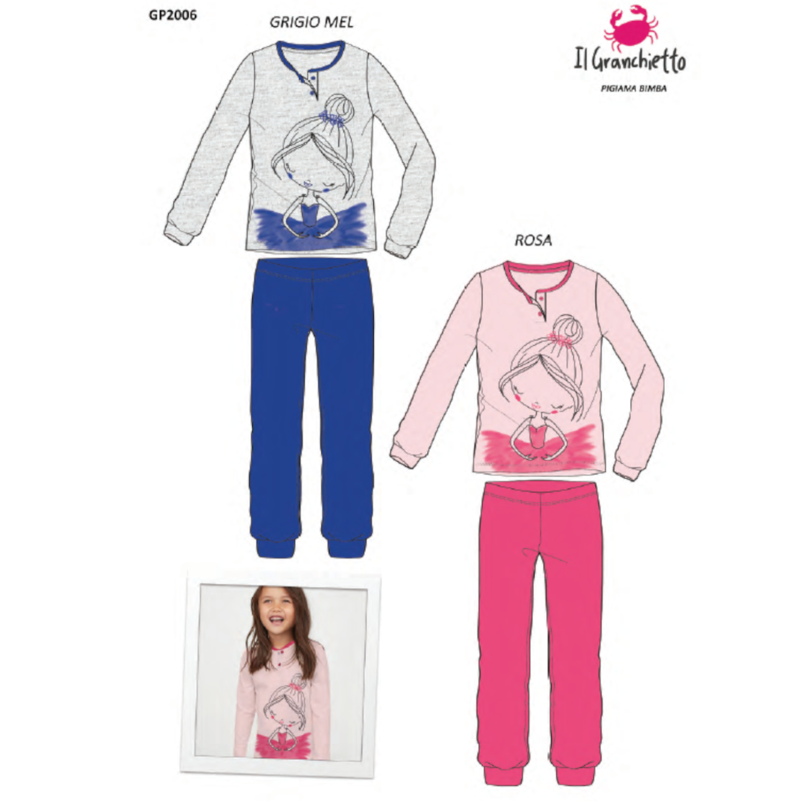 GIRL'S PAJAMA M/L GP2006 Tellini S.r.l. Wholesale Clothing