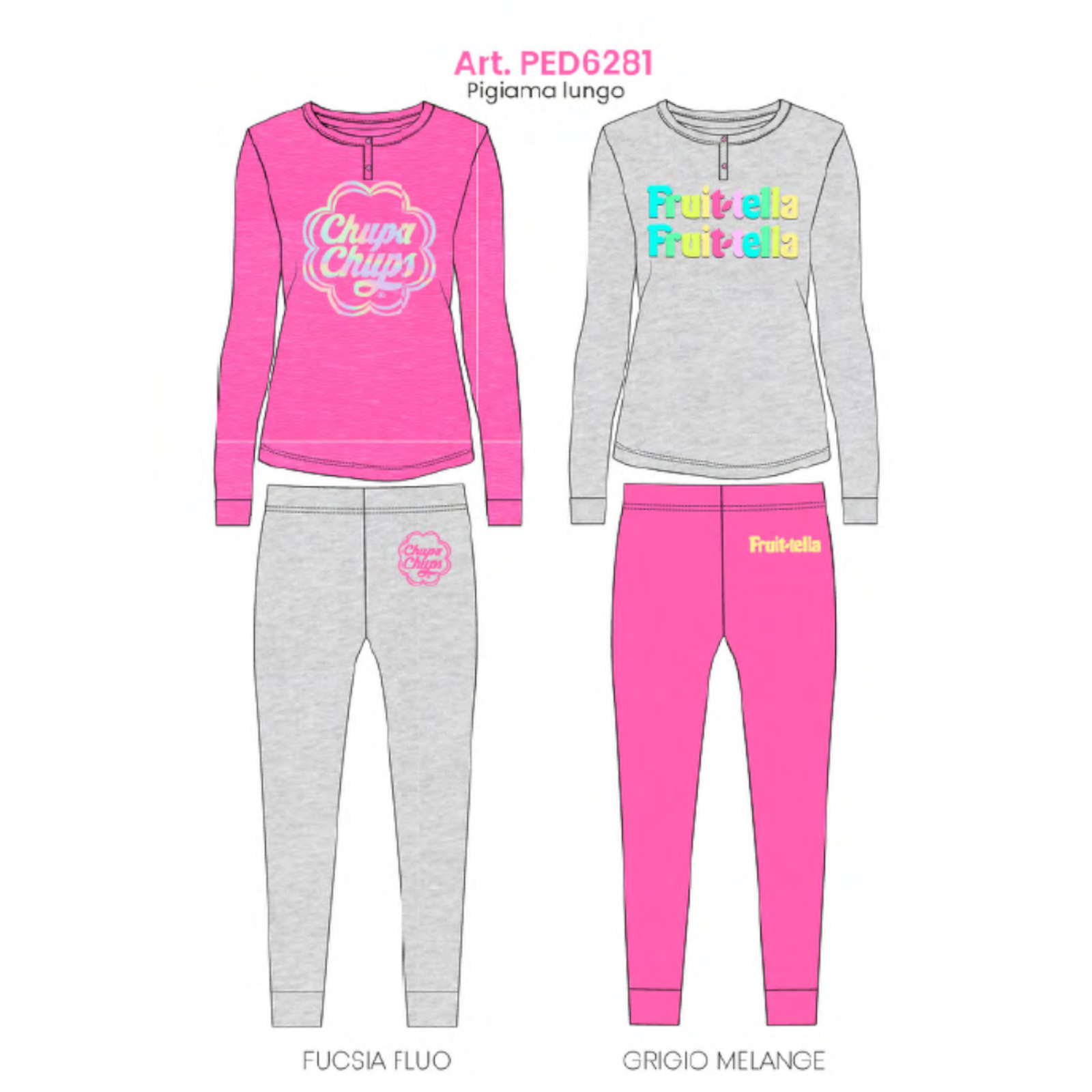 GIRL'S PAJAMA M/L PED6281C Tellini S.r.l. Wholesale Clothing